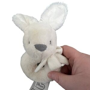 Little Miracles White Bunny Rabbit Ring Rattle Lovey Toy Plush